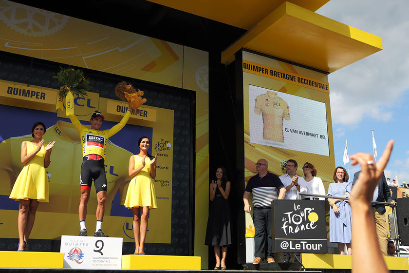 Le belge Greg Van Avermaet (BMC Racing Team), maillot jaune.