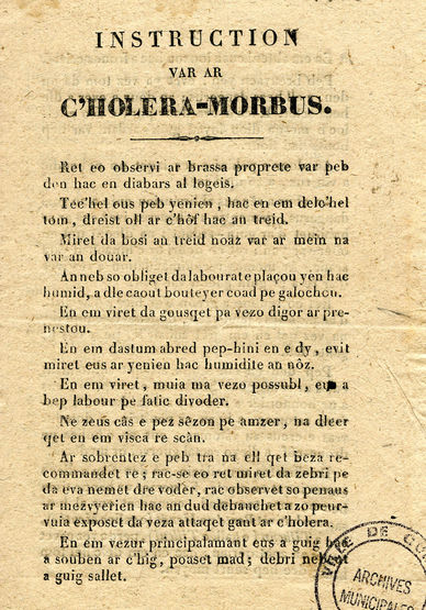 Instruction sur le choléra écrit en breton