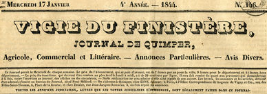 Entête de La Vigie du Finistère en 1844