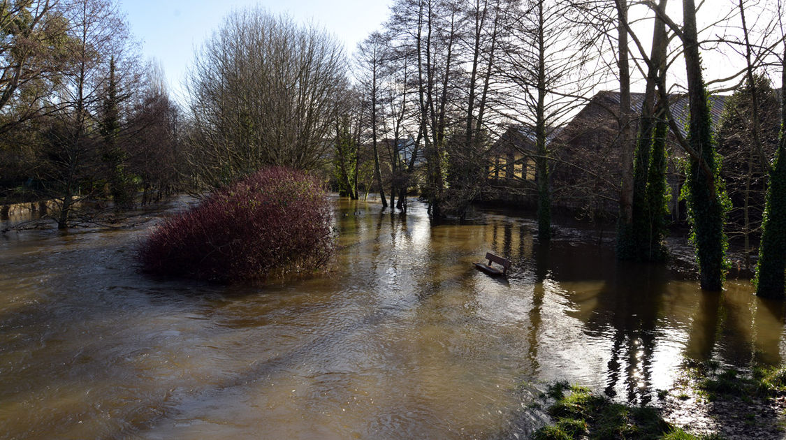 Inondation - Le Steir déborde - L'île aux Vierges, Moulin Vert - 7 février 2014