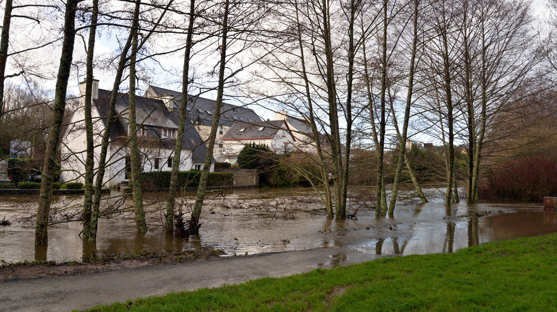 Inondation - Le Steir déborde - Promenade du Manoir des salles, les rives du Steïr en direction du Moulin Vert - 7 février 2014