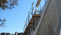 Chantier du pôle Max Jacob : Pose du dernier mur d’habillage béton de la charpente façade Nord du Novomax. Le 15 avril 2014 