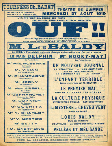 Pièce donnée à Quimper par la troupe Baret en 1919