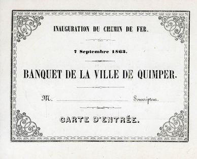 Invitation pour le banquet d'inauguration de la gare