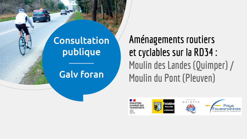 Aménagements routiers et cyclables sur la RD34,  entre le Moulin des Landes (Quimper) et le Moulin du Pont (Pleuven)