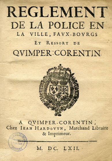 Règlement de police imprimé par Jean Hardouin en 1662