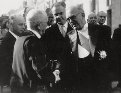 Vincent Auriol et le maire Joseph Halleguen en 1948 