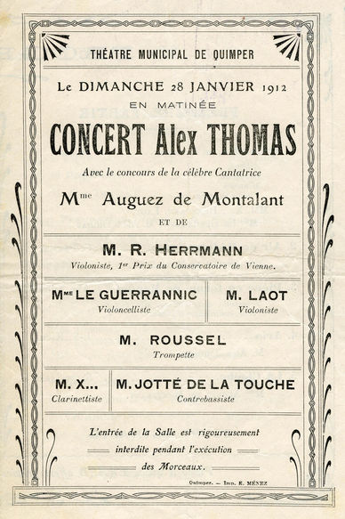 Concert d'Alex Thomas en 1912