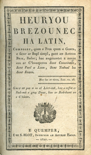 Ouvrage en breton imprimé par Simon Blot en 1827