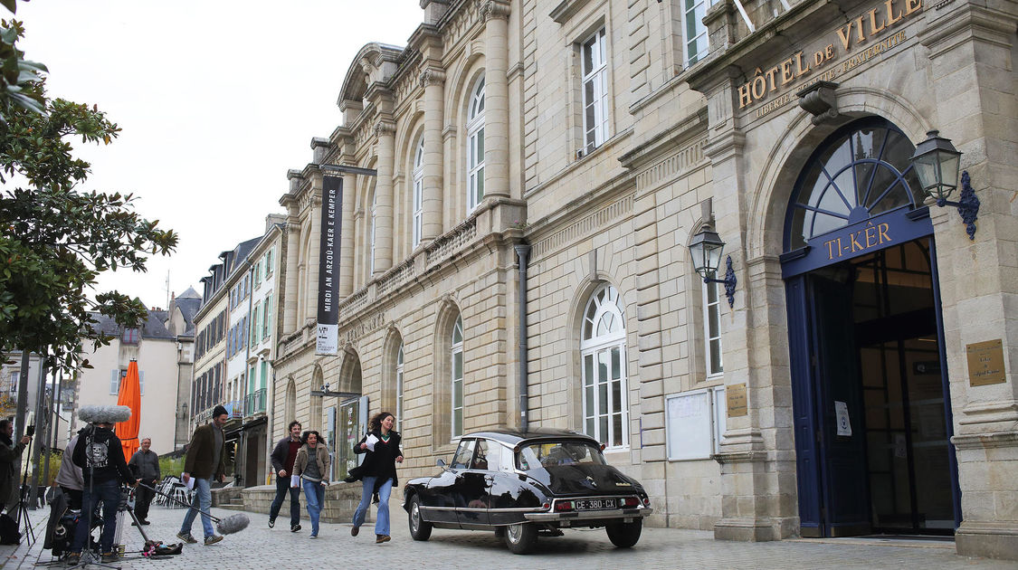 Tournage du 4e long métrage de Nicolas Guillou "Plogoff, 1980" dans les rues de Quimper 