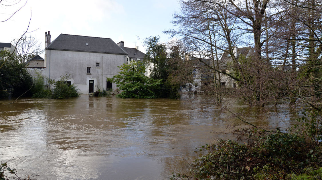 Inondation - Le Steir déborde - Promenade du Manoir des salles, les rives du Steïr en direction du Moulin Vert - 7 février 2014