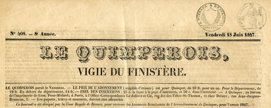 Entête du Quimpérois-La Vigie du Finstère en1847
