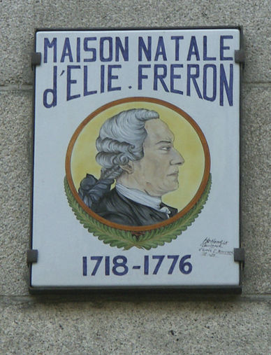 Plaque apposée sur la maison natale d'Elie Fréron