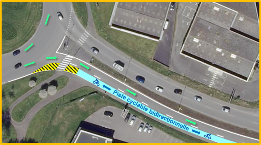 Expérimentation d’une piste cyclable au rond-point Philippe-Lebon