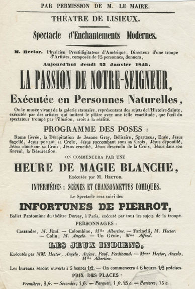 Programme de M. Hector à Quimper en 1845.