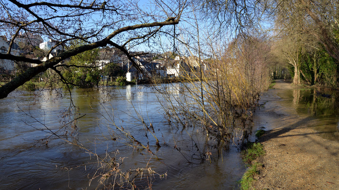 Inondation - Le Steir déborde - Promenade du Manoir des salles, les rives du Steïr en direction du Moulin Vert - 7 février 2014