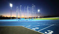 Tests d'éclairage sur la piste d'athlétisme de le Cité sportive de Penvillers